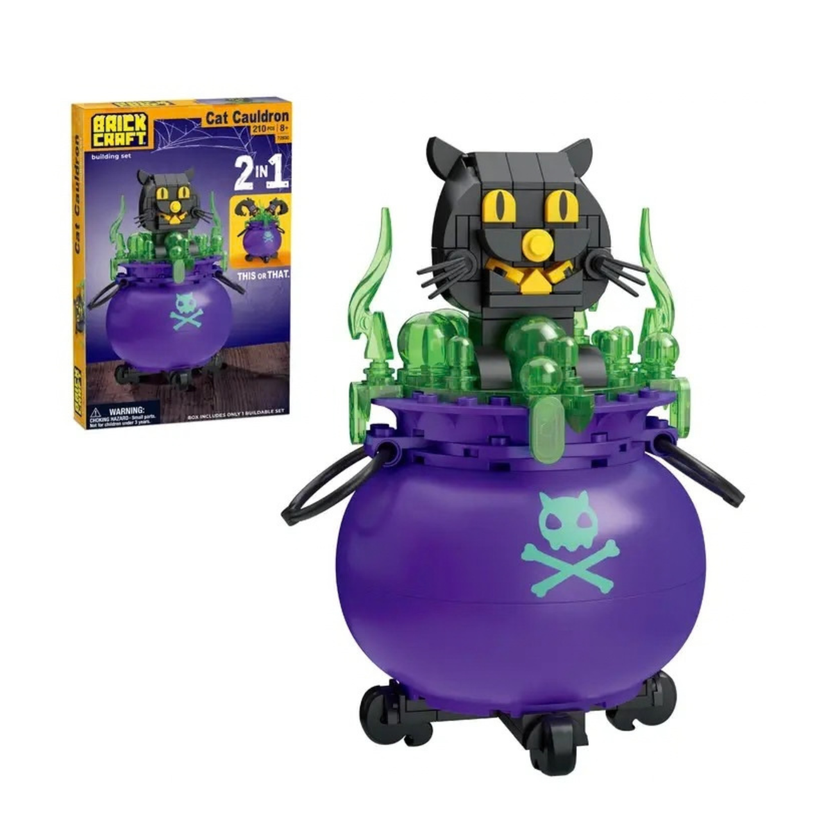 Brick Craft Cat Cauldron 2-in-1 Halloween Building Set