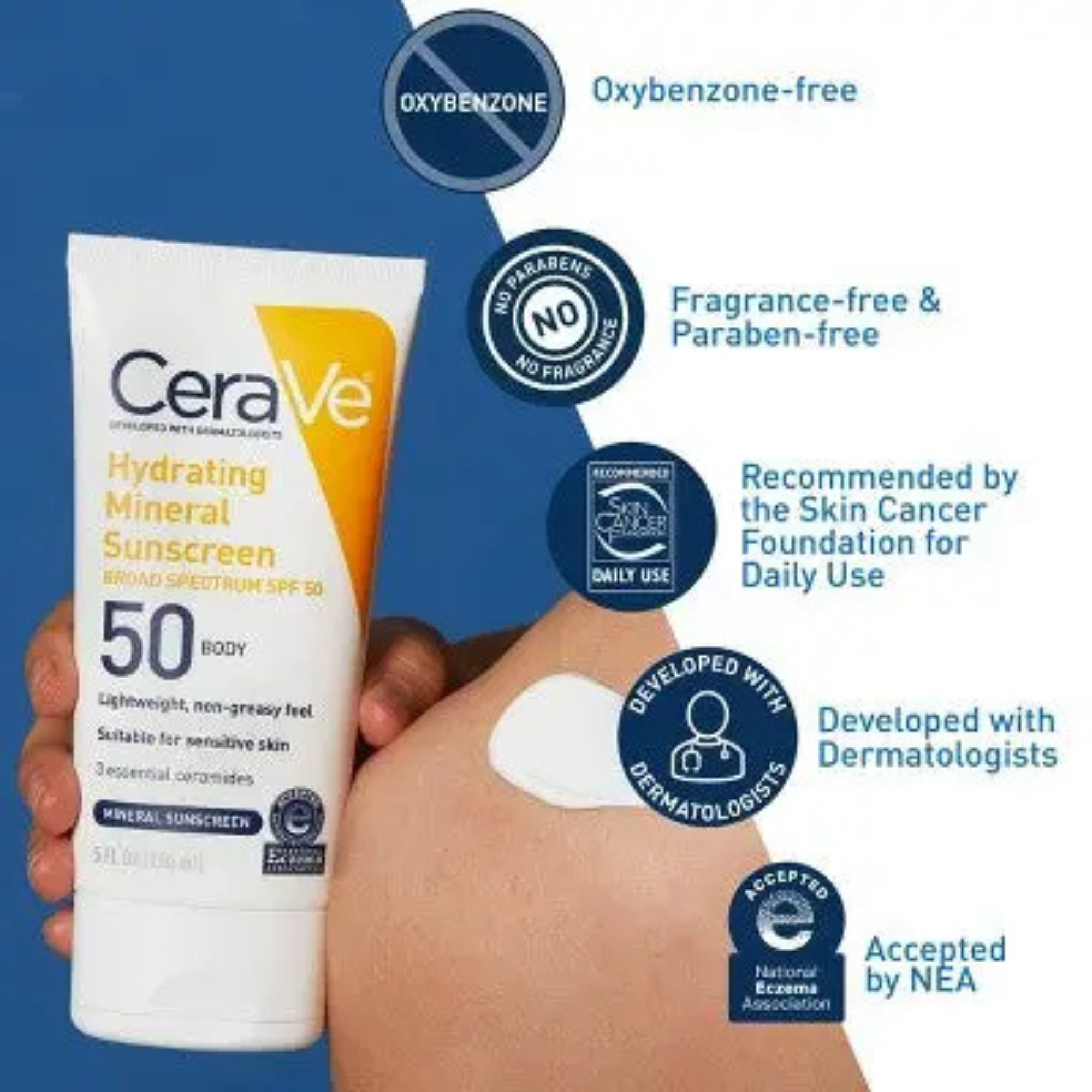 CeraVe Hydrating 100% Mineral Sunscreen For Body SPF 50 5 Fl oz - Imperfect Container