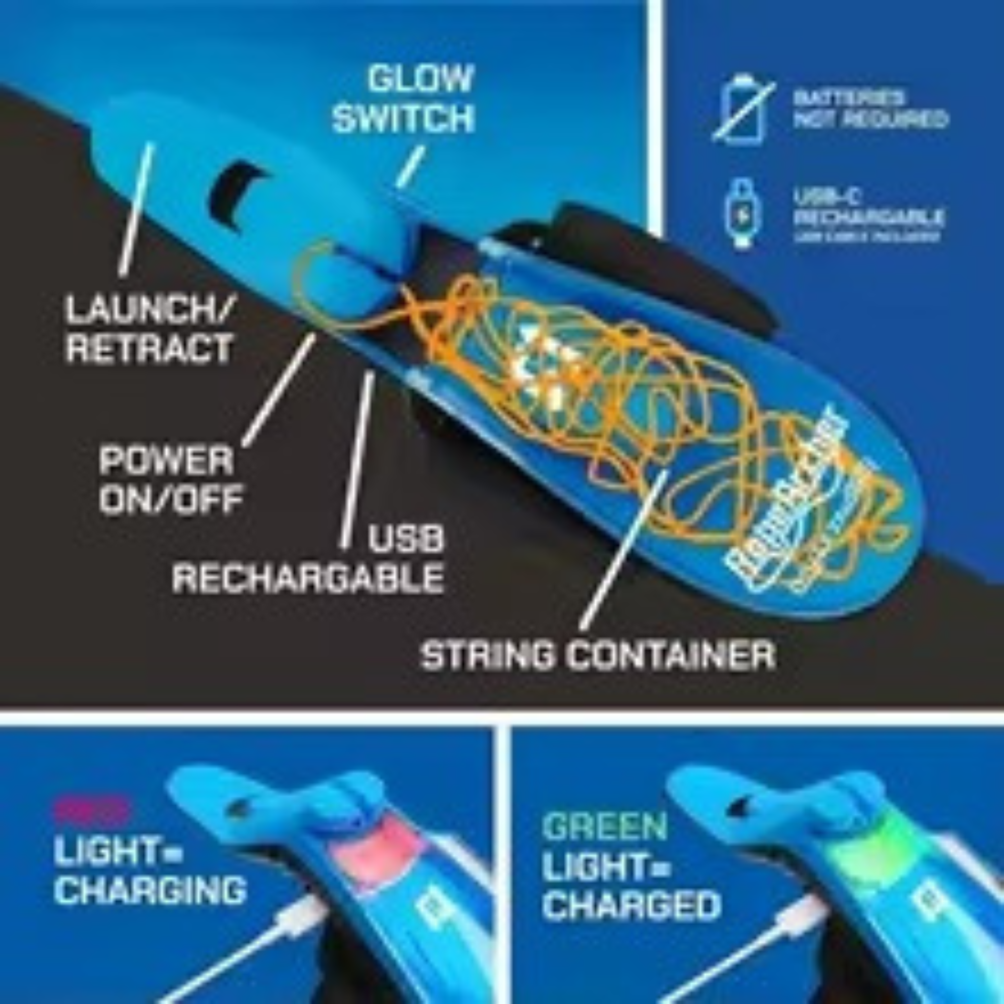 Electric Spider Web Launcher - Glow In Dark Retractable Luminous Rope Toy
