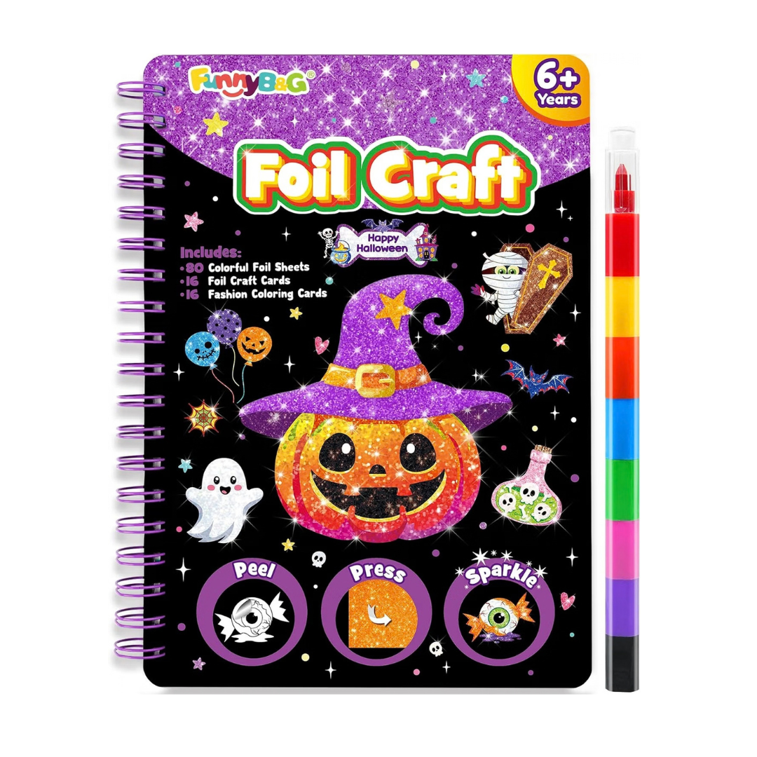 FUNNYB&G Foil Art Craft Kit for Kids, Halloween Crafts Gift Toy for Kids