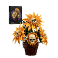 Gothic Skull Sunflower Potted Halloween Building Set for Adults