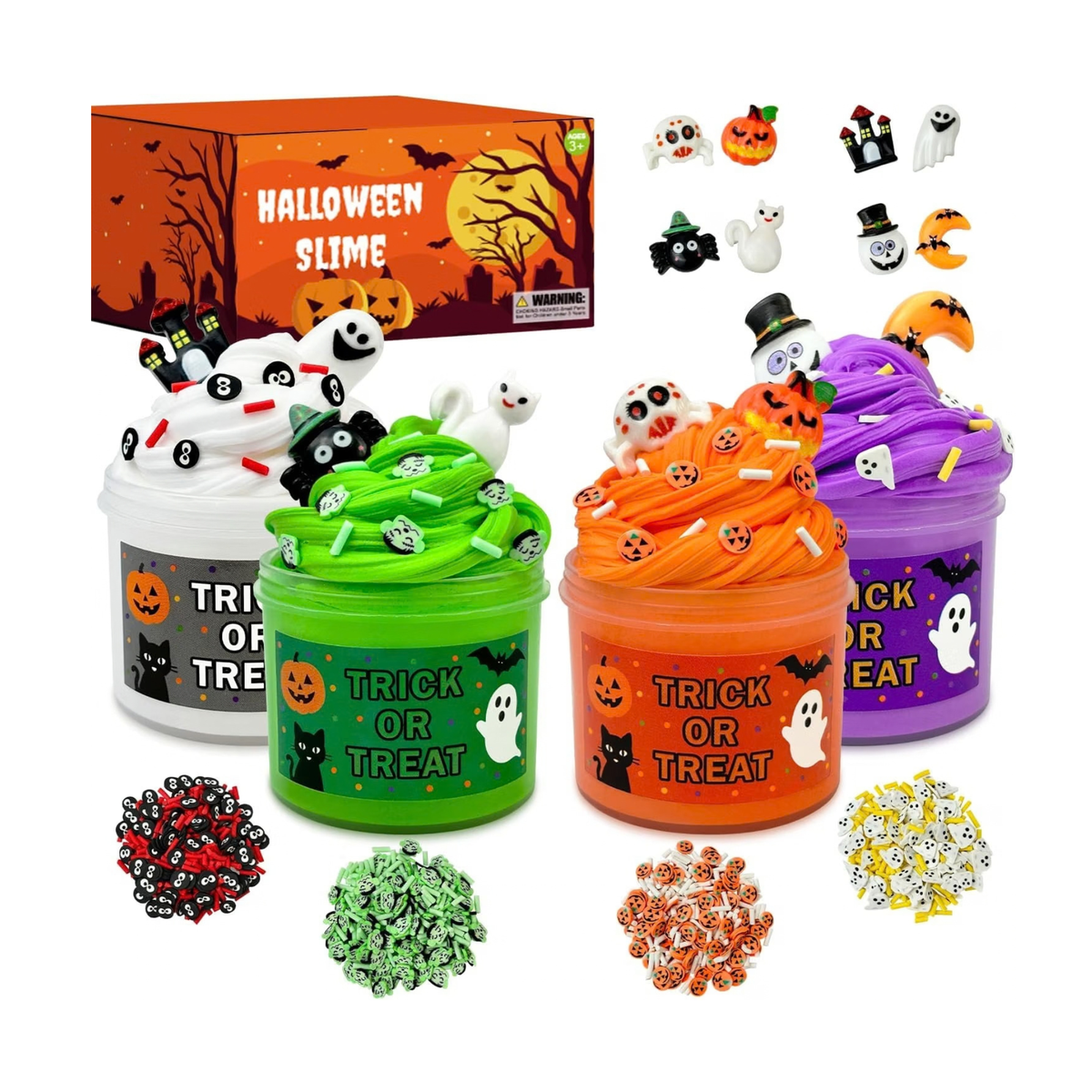 Halloween Slime Kit Toys for Kids 4-12 PCS, Non Candy Treats Party Favors
