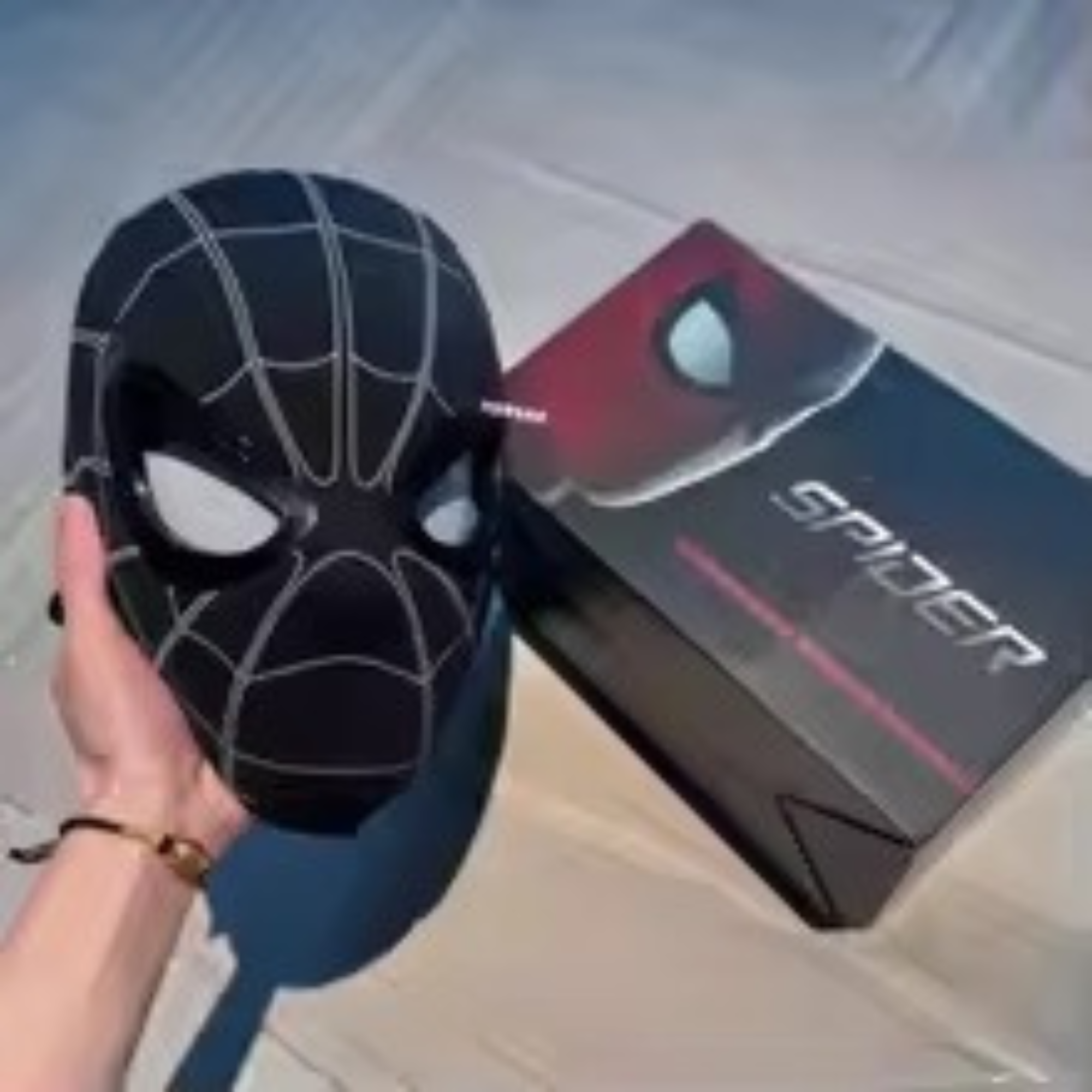 2026 Popular Breathable Spider-Man Headset with Chin Operable Blink Touch Glowing Mask - Miles Halloween Cosplay Boys Headgear Toy