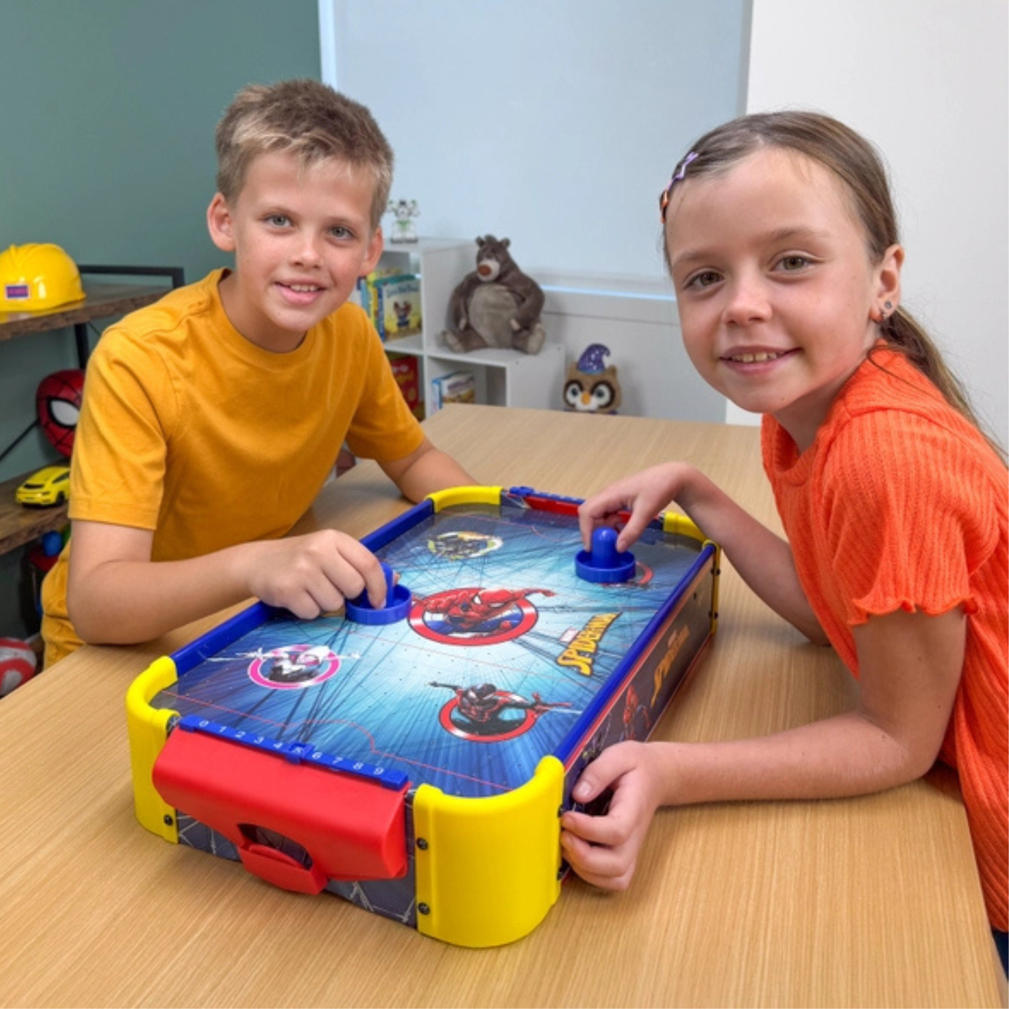 Marvel Spider-Man Electric Wooden Tabletop Air Hockey
