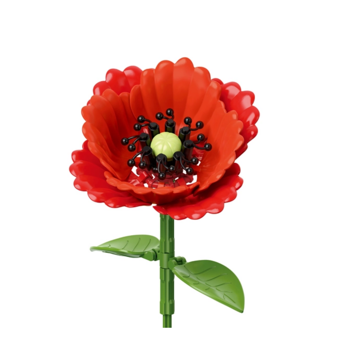 Poppy Flower Building Set, Brick Bouquet Decor 44pc