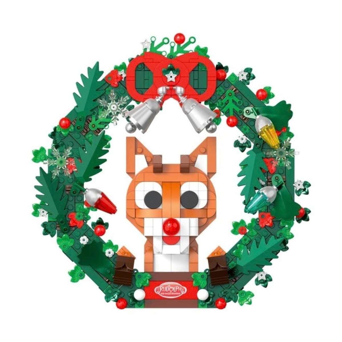 Rudolph Light-Up Holiday Wreath Building Set 494pc