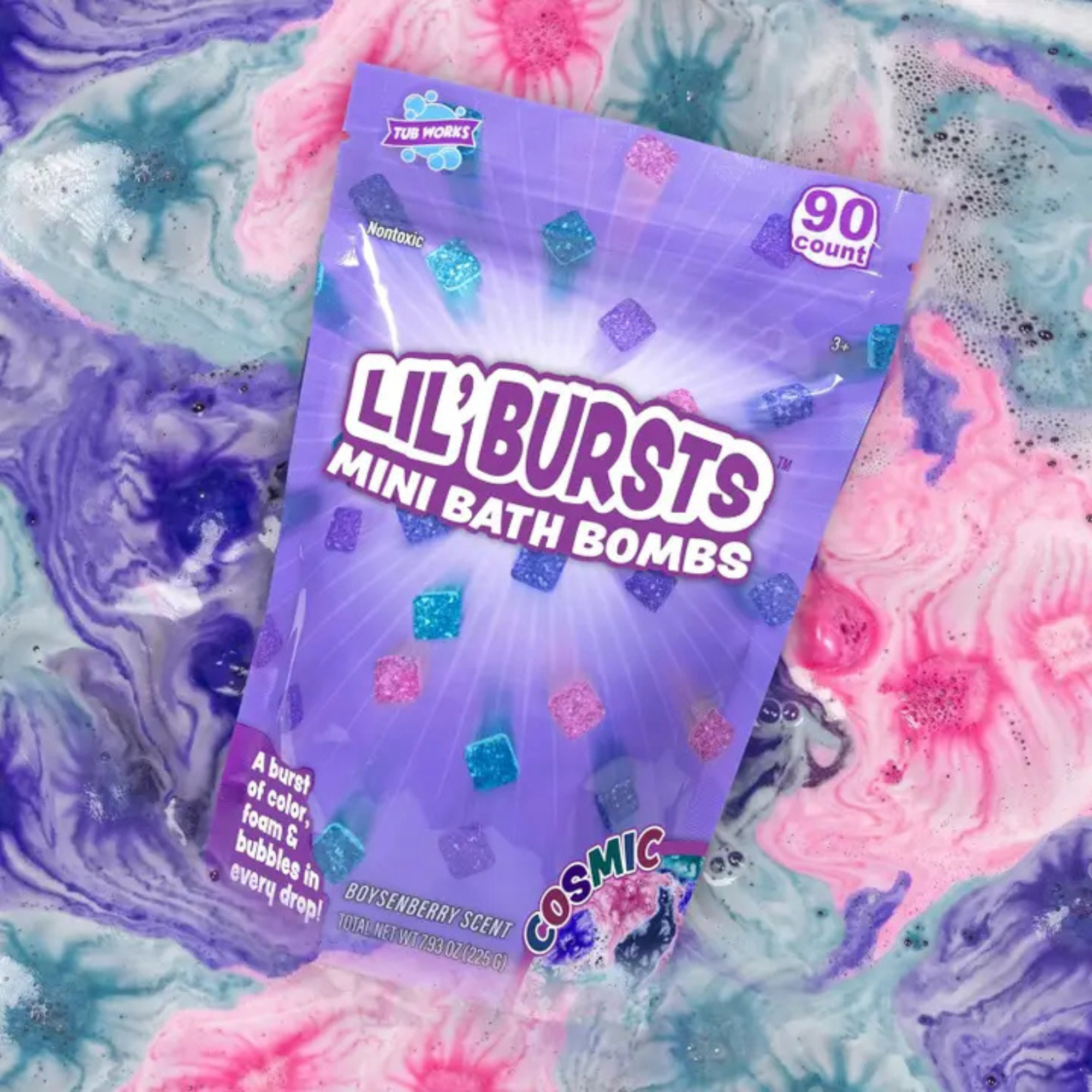 Tub Works Lil' Bursts Mini Bath Bombs For Kids, 90 Count - Cosmic