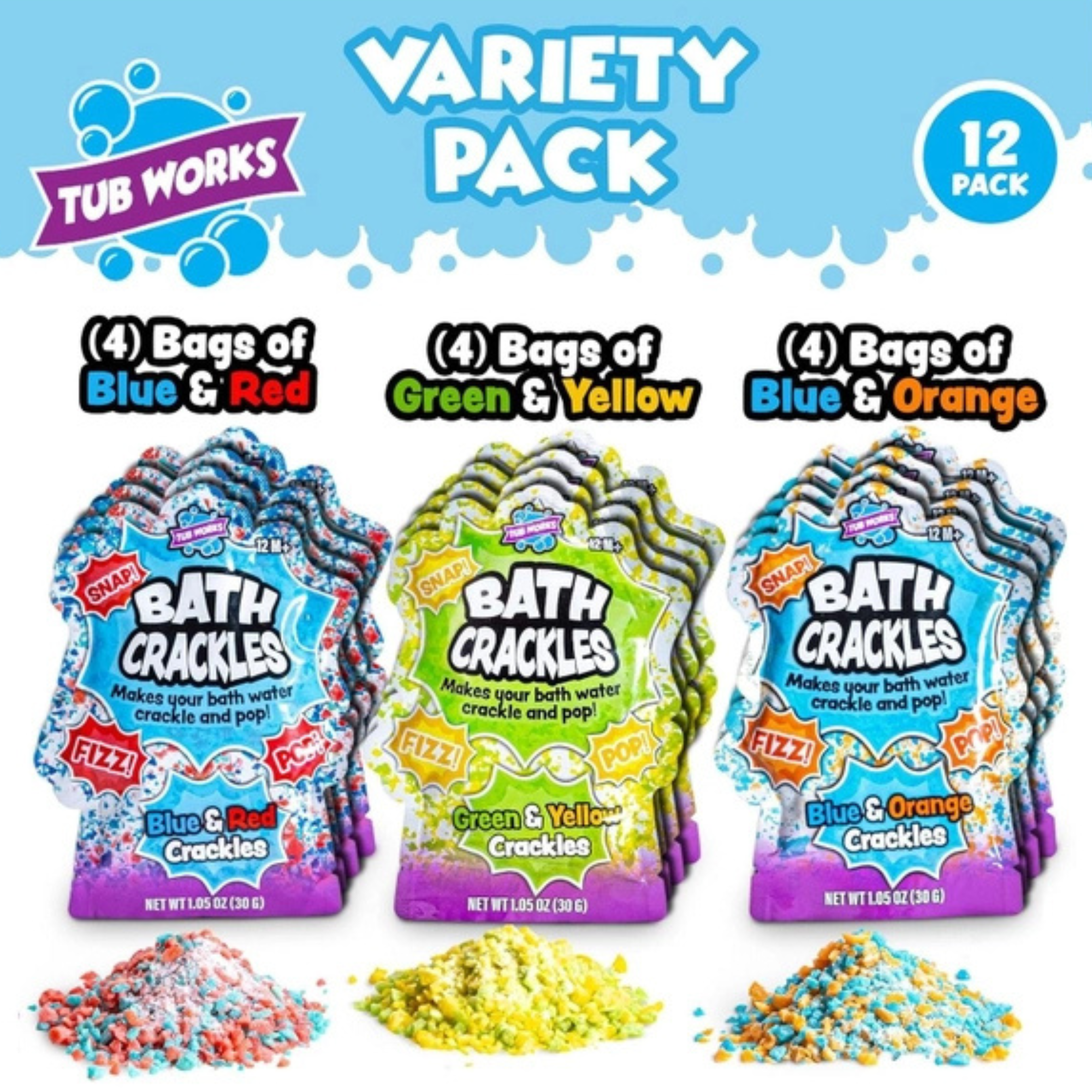 Tub Works Bath Crackles Bath Toy, Variety 12 Pack