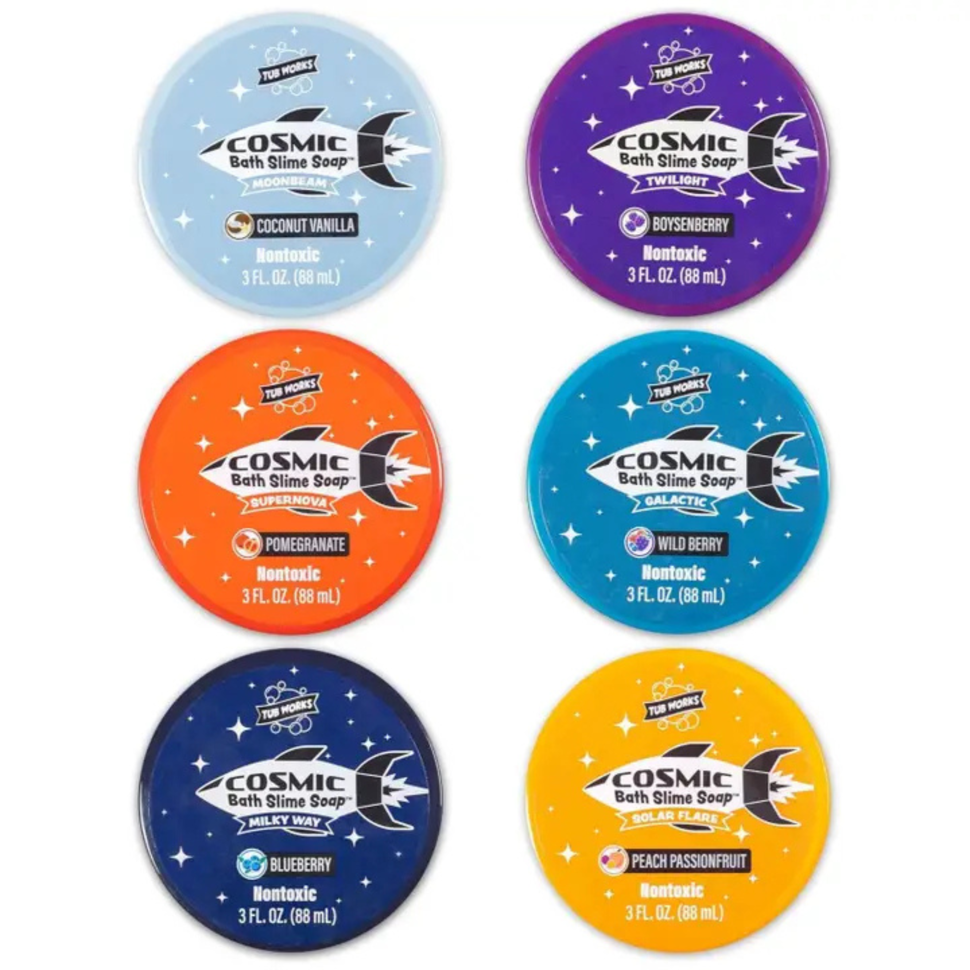 Tub Works Cosmic Bath Slime Kids Soap Bath Toy, 6 Pack