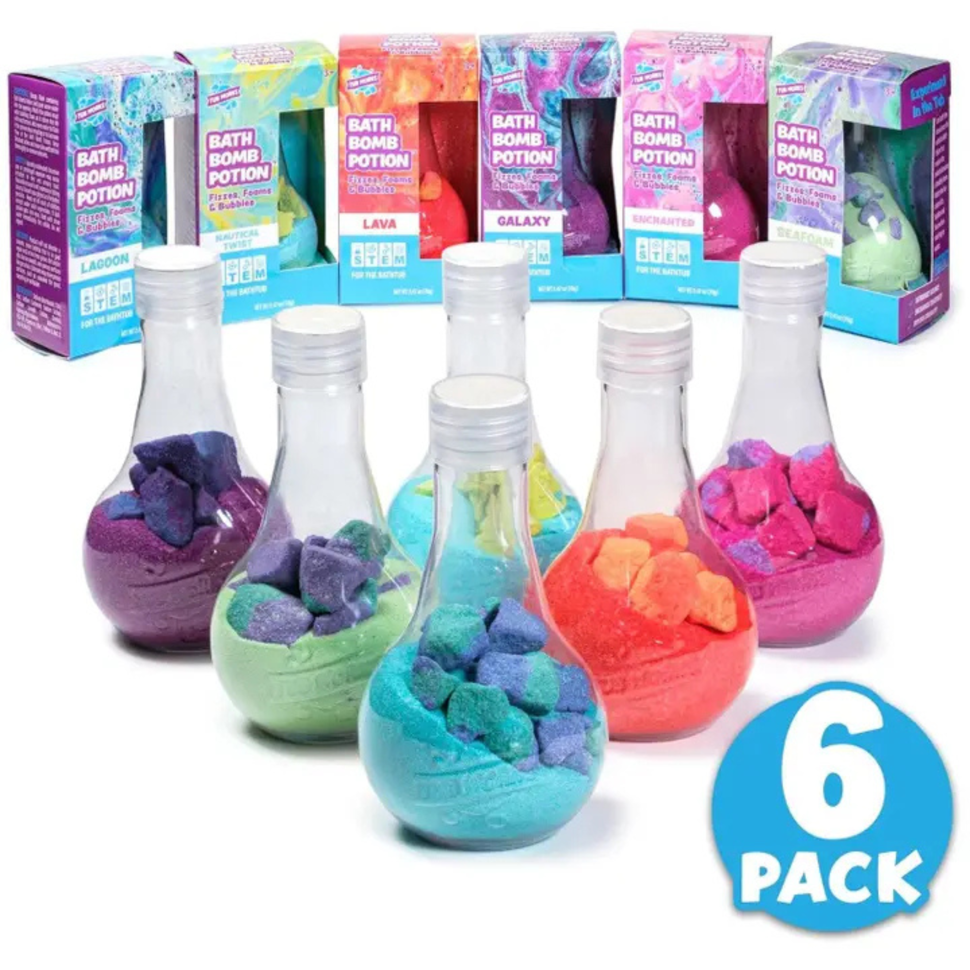Tub Works Kids Bath Bomb Potion Bath Toy, Variety 6 Pack