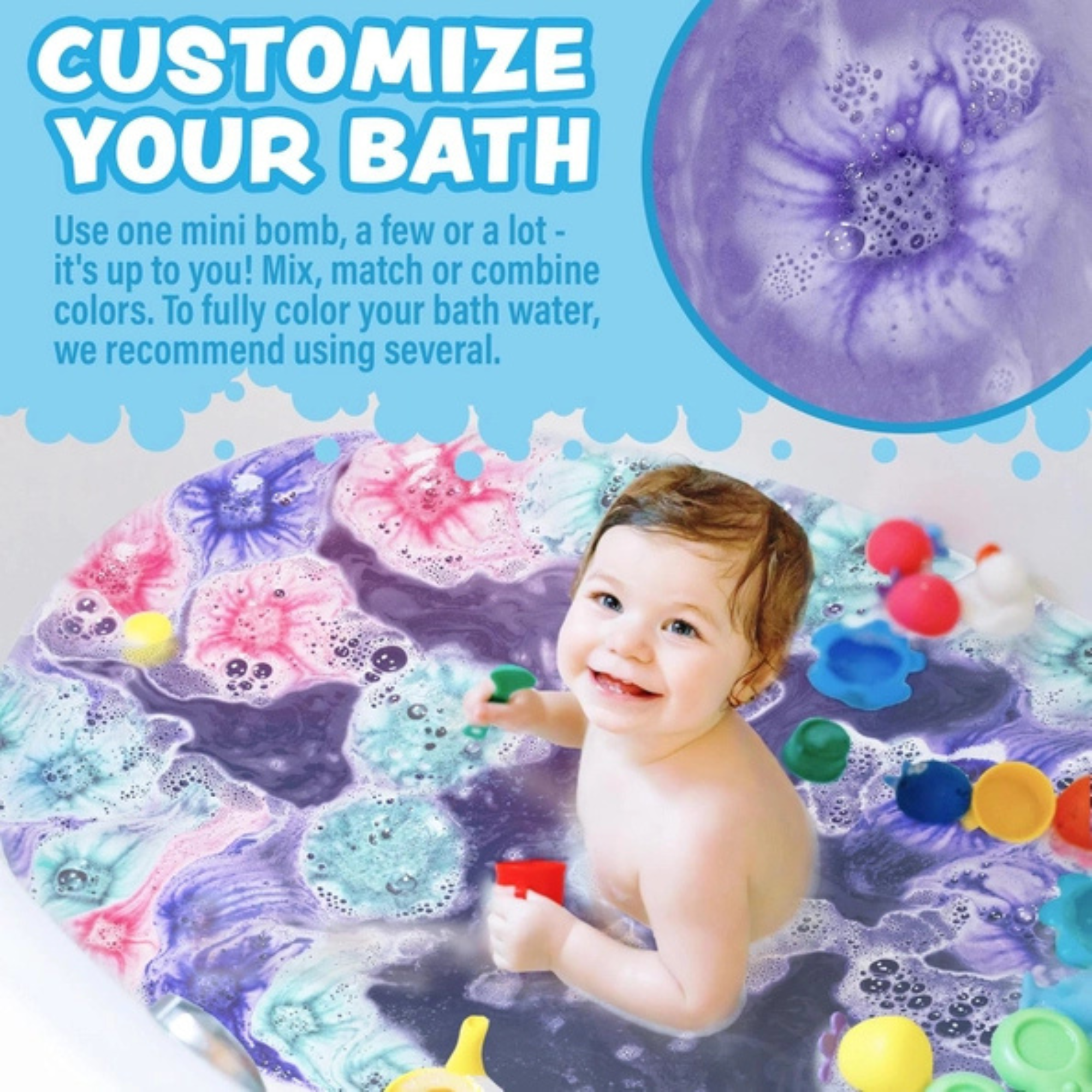 Tub Works Lil' Bursts Mini Bath Bombs For Kids, 90 Count - Cosmic