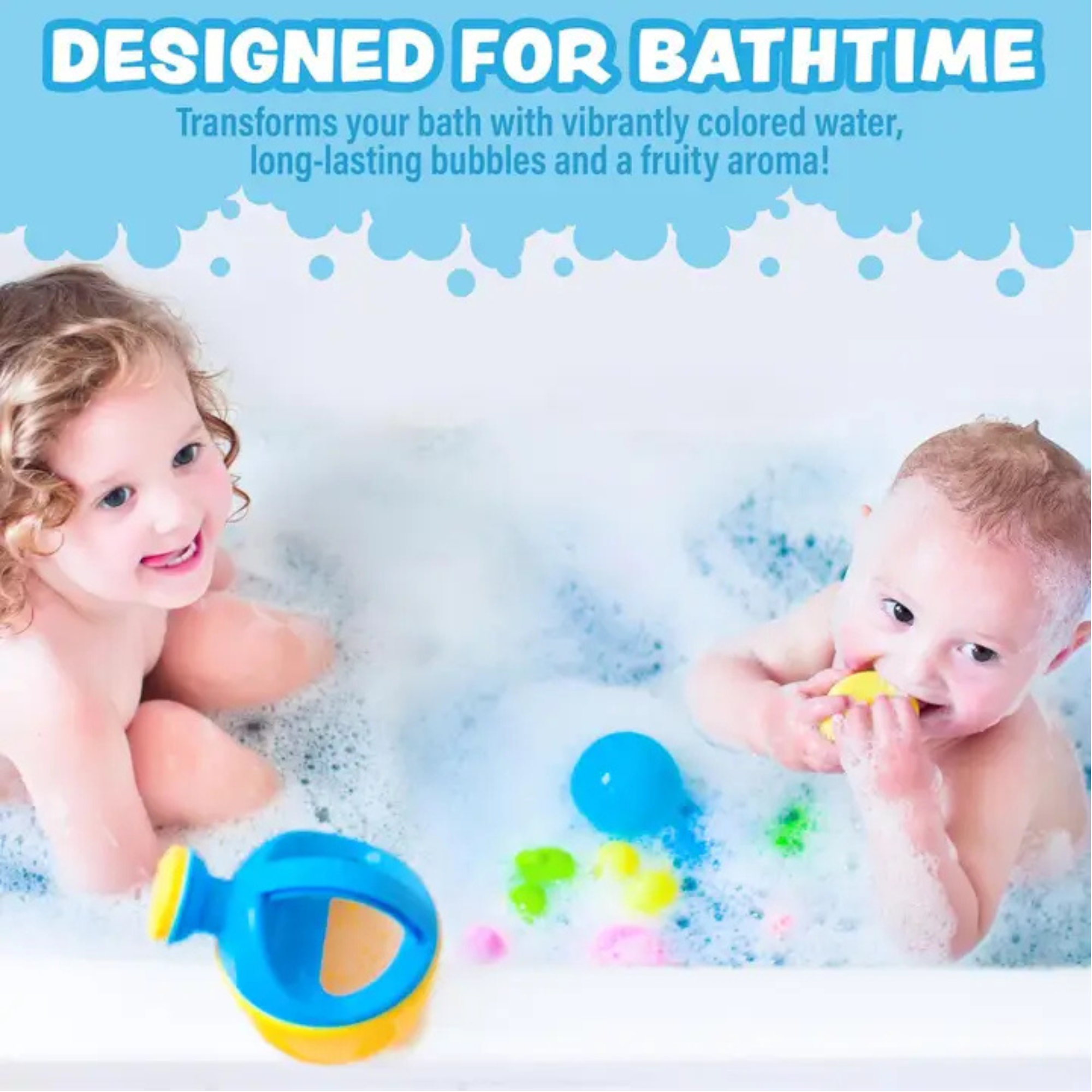 Tub Works Magical Kids Bubble Bath, Variety 12 Pack | Green, Blue & Orange Bath Colors