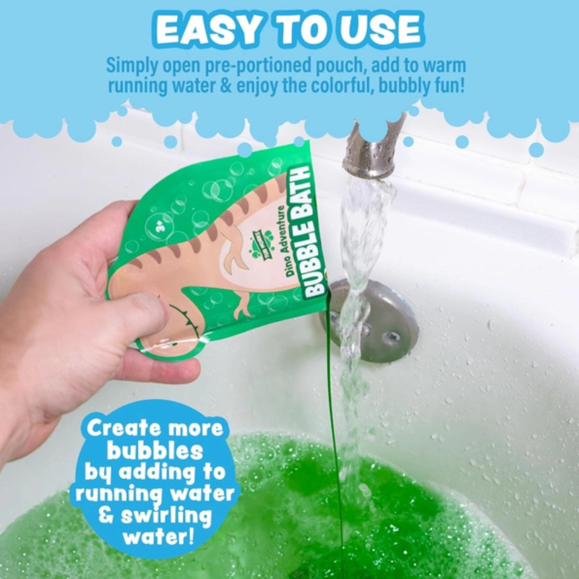 Tub Works Magical Kids Bubble Bath, Variety 12 Pack | Green, Blue & Orange Bath Colors