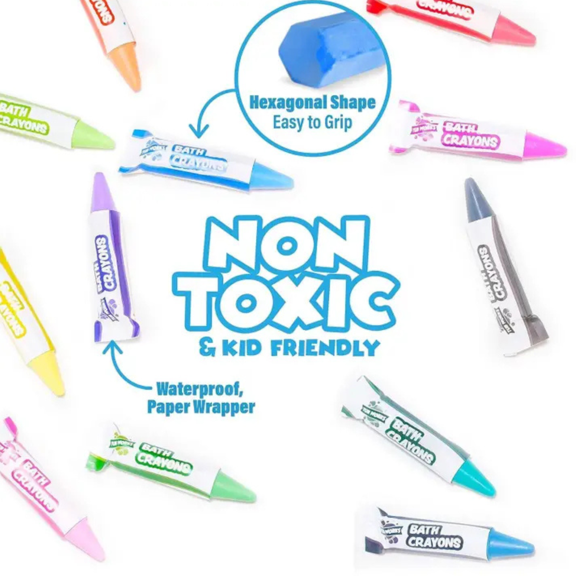 Tub Works Smooth Bath Crayons Bath Toy, 12 Pack