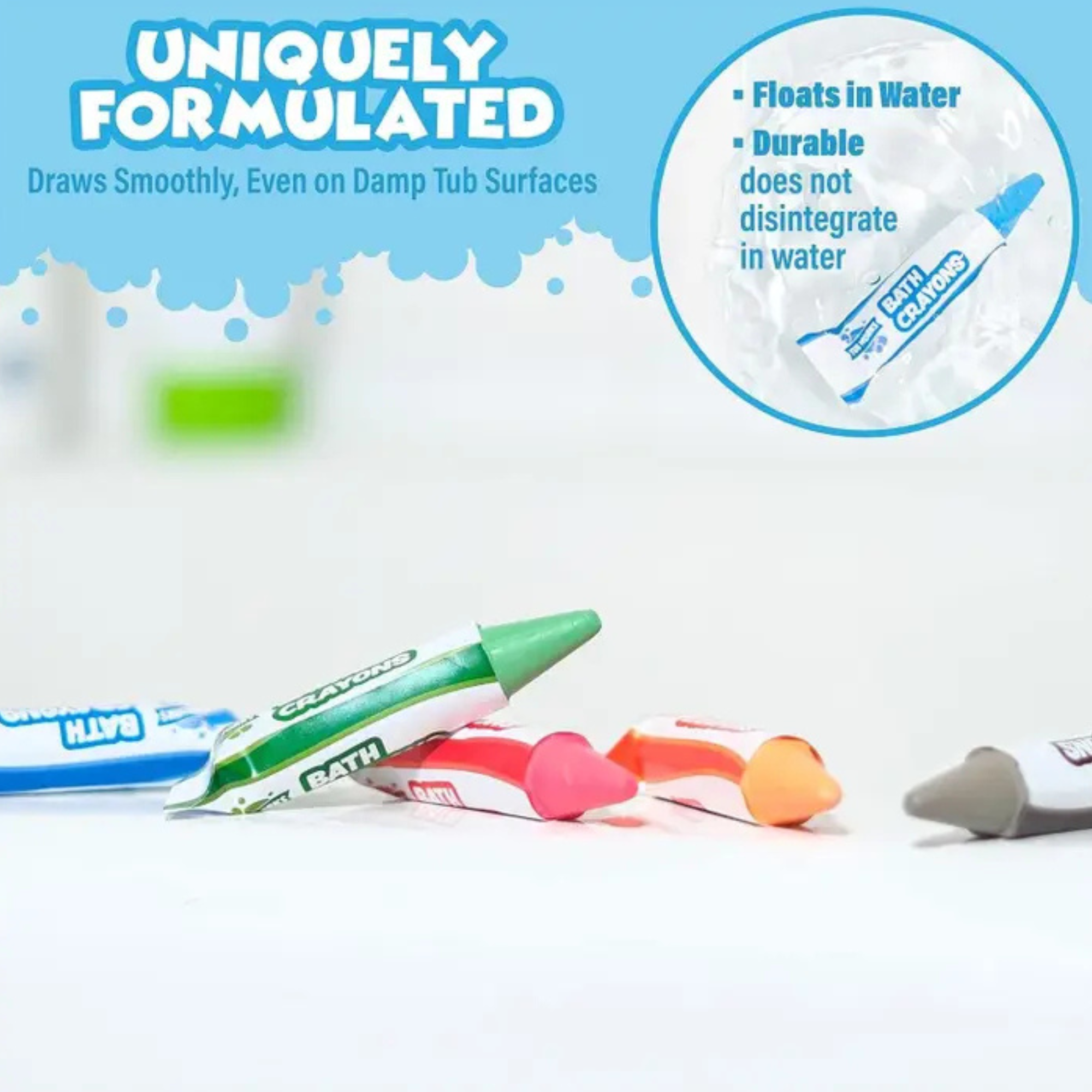 Tub Works Smooth Bath Crayons Bath Toy, 12 Pack