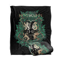 Harry Potter Hogwarts Green & Gold Floral Crest Throw Blanket – 50" x 60"