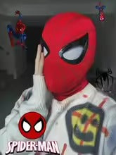 2026 Popular Breathable Spider-Man Headset with Chin Operable Blink Touch Glowing Mask - Miles Halloween Cosplay Boys Headgear Toy
