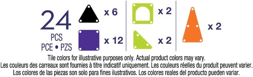 MAGNA-TILES microMAGS 24-Piece Spooky Travel Set, The Original Magnetic Building Brand