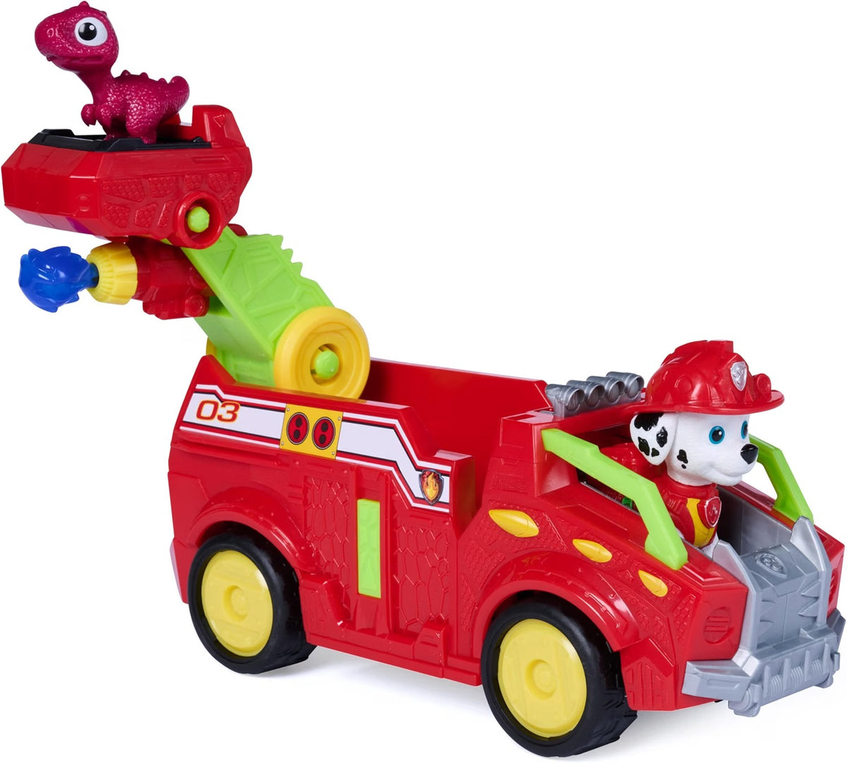 PAW Patrol The Dino Movie Marshall Dino Rescue Firetruck Toy Vehicle