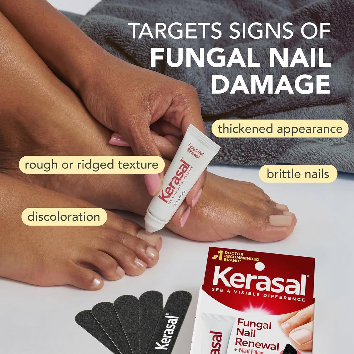 Kerasal Nail Renewal and Nail File Combo Pack, 5 Heavy Duty Nail Files, 0.33 fl oz
