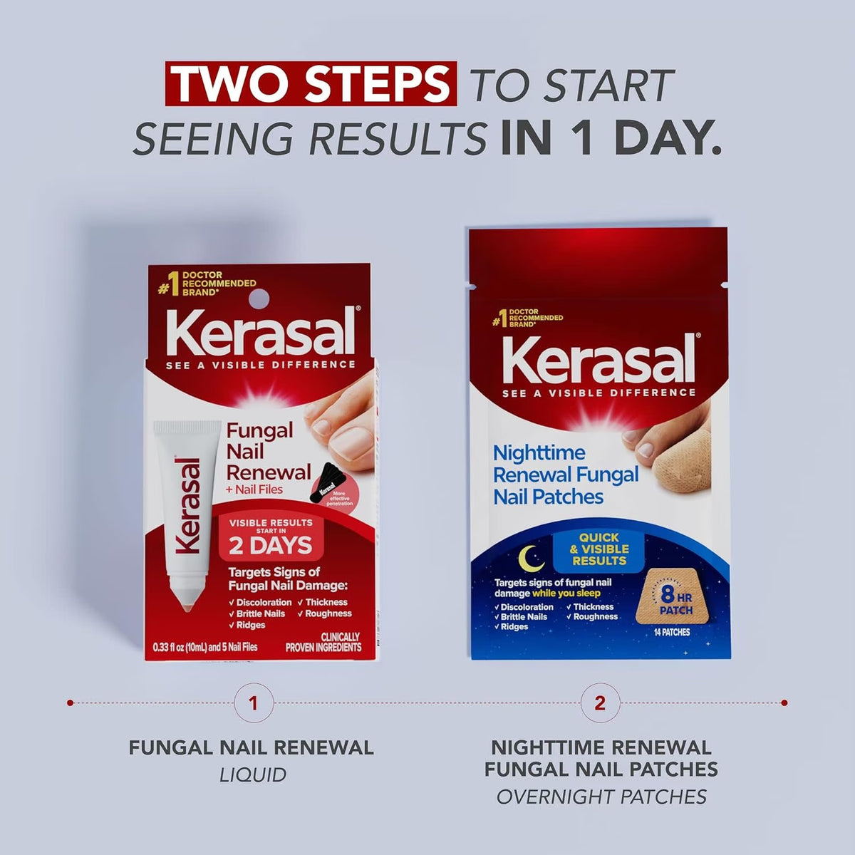 Kerasal Nail Renewal and Nail File Combo Pack, 5 Heavy Duty Nail Files, 0.33 fl oz