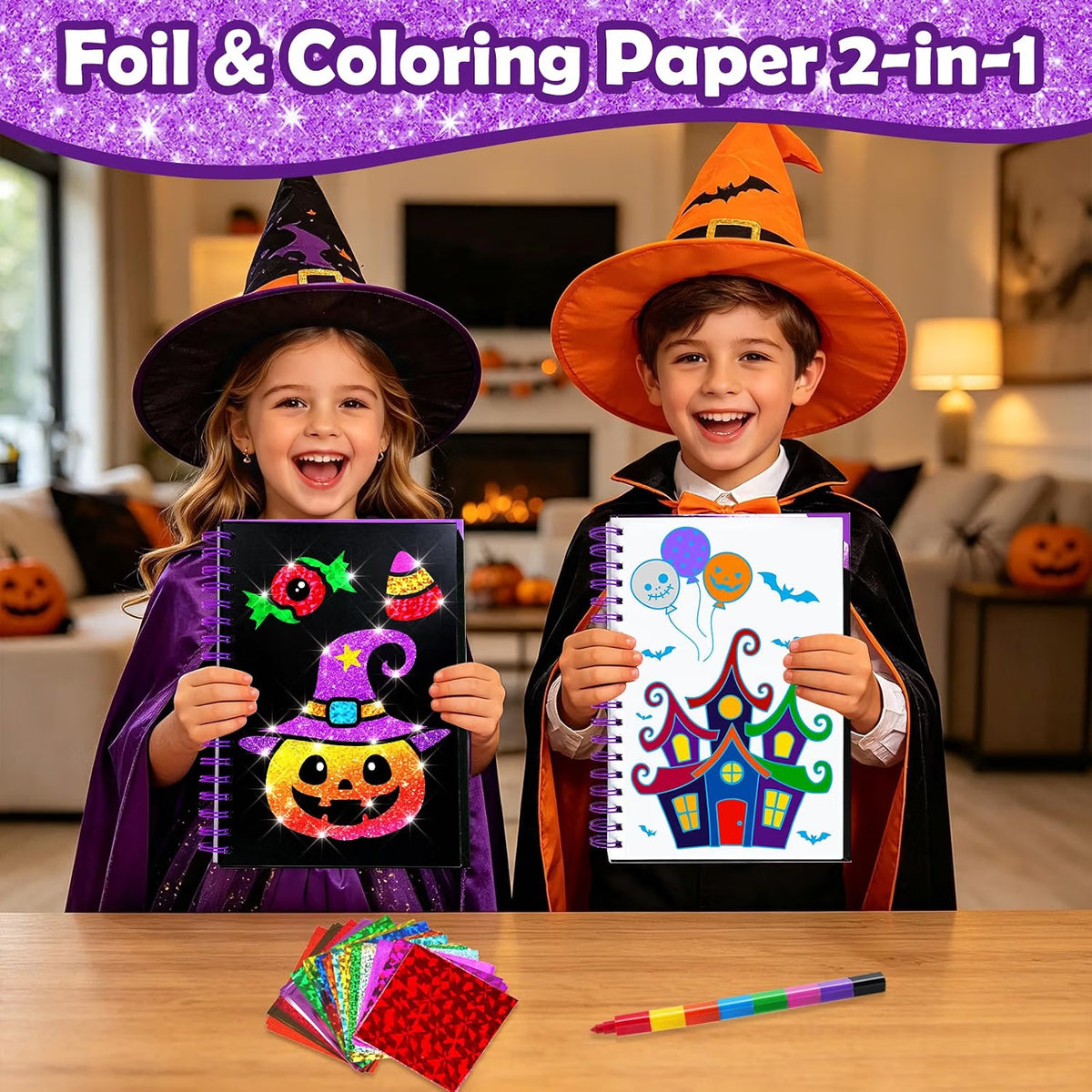 FUNNYB&G Foil Art Craft Kit for Kids, Halloween Crafts Gift Toy for Kids