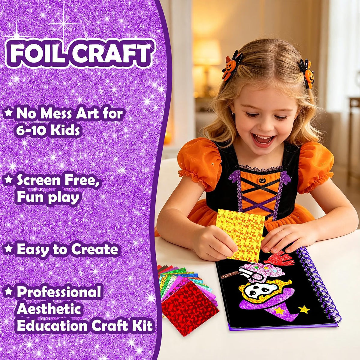 FUNNYB&G Foil Art Craft Kit for Kids, Halloween Crafts Gift Toy for Kids
