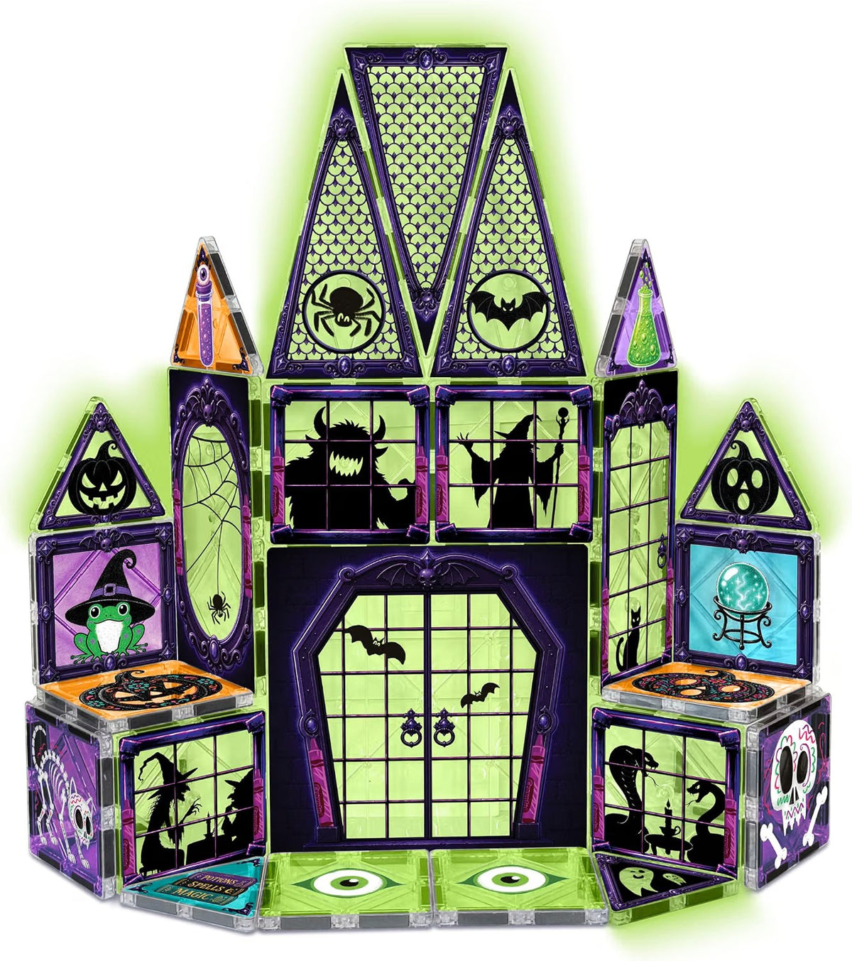 CreateOn Crayola Halloween Glow Magnetic Haunted House Tiles, 28-Piece Set