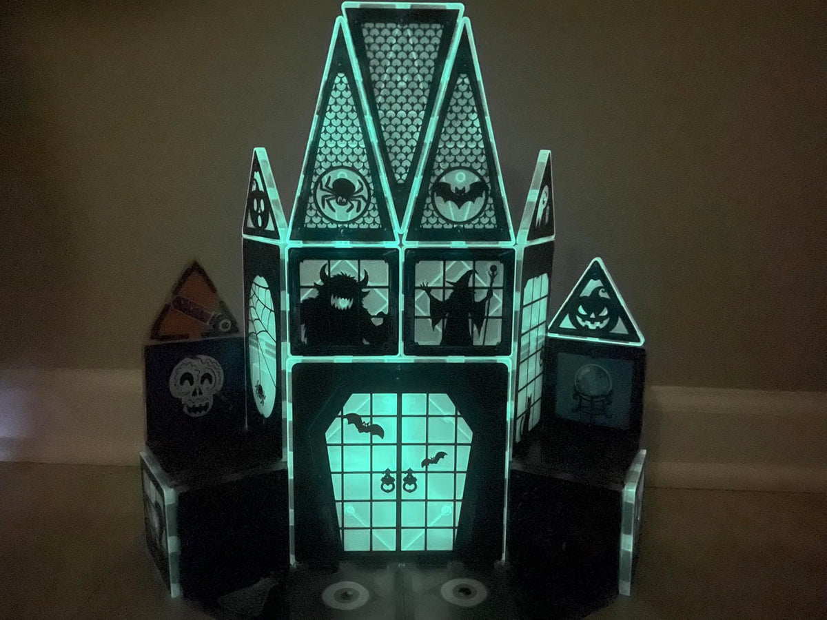 CreateOn Crayola Halloween Glow Magnetic Haunted House Tiles, 28-Piece Set