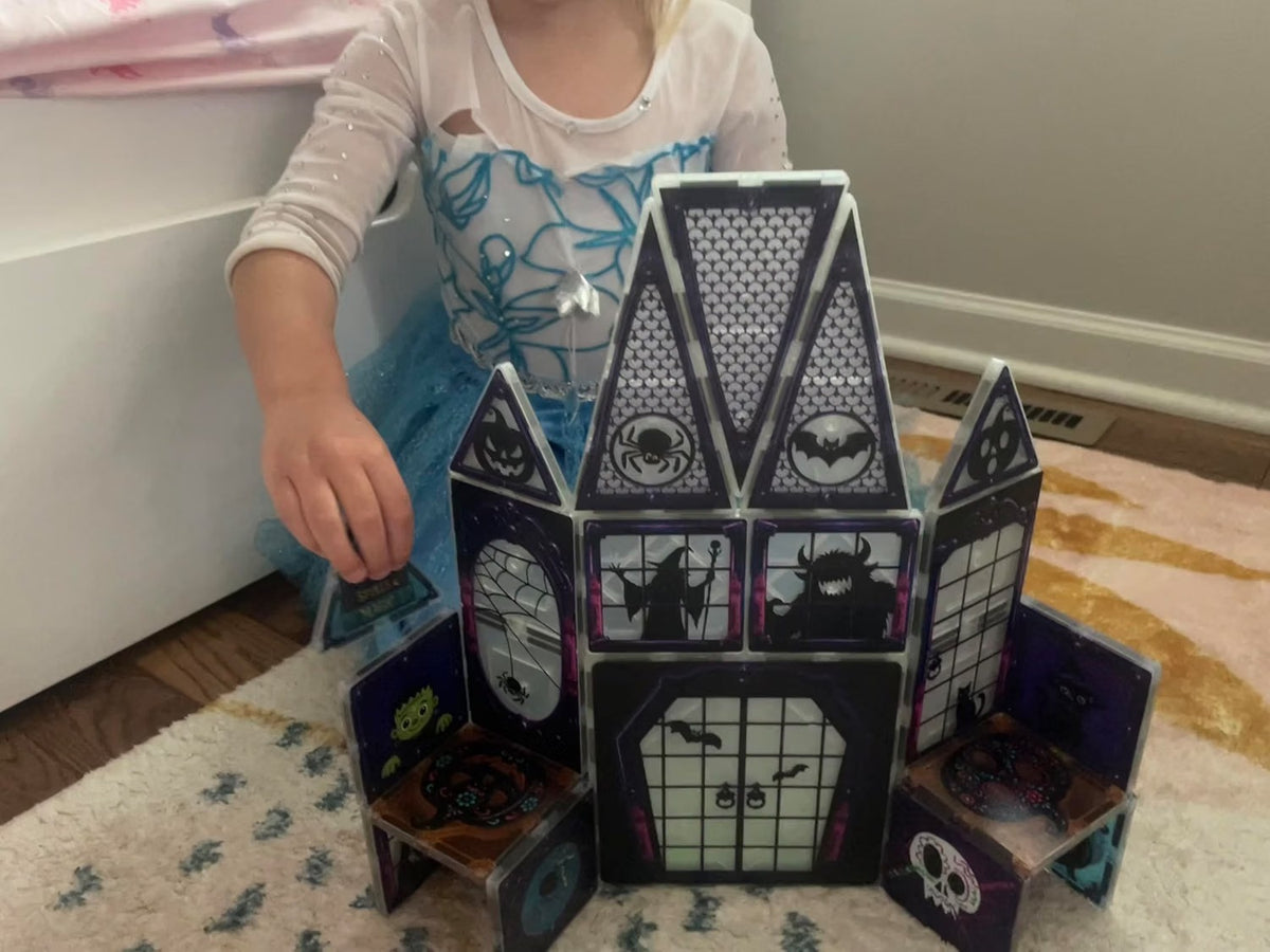 CreateOn Crayola Halloween Glow Magnetic Haunted House Tiles, 28-Piece Set