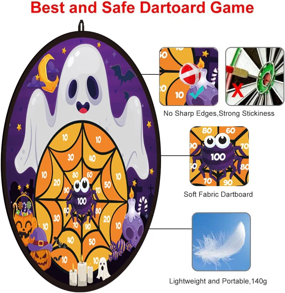 VDESFUEBY 26-Inch Ghost Halloween Dart Board Set