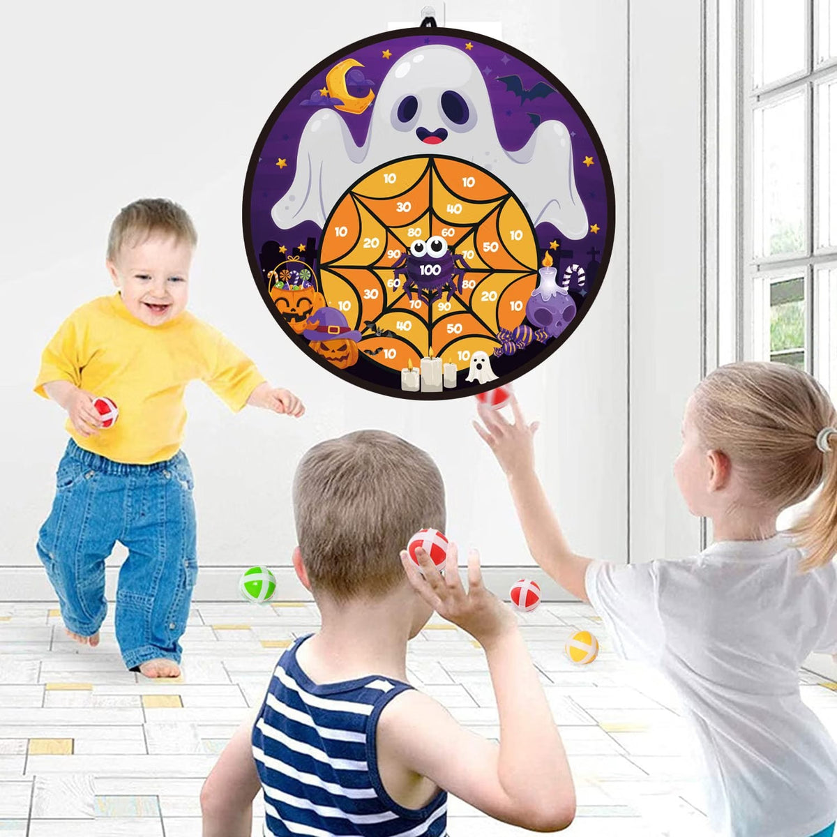 VDESFUEBY 26-Inch Ghost Halloween Dart Board Set