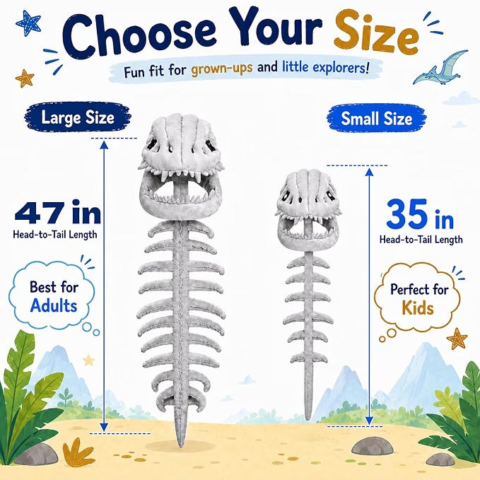 Dinosaur Skeleton Costume, 3D Spinosaurus Plush Toy with Skull and Spine