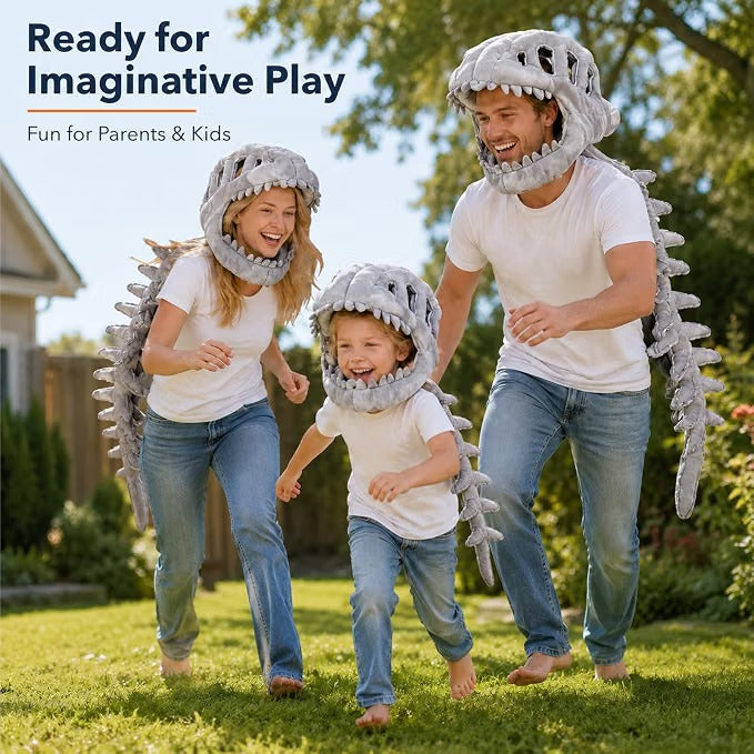Dinosaur Skeleton Costume, 3D Spinosaurus Plush Toy with Skull and Spine