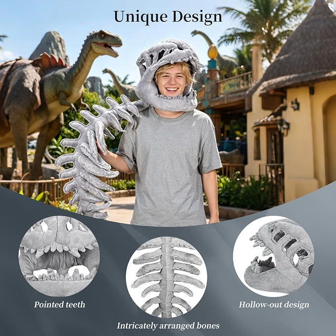 Dinosaur Skeleton Costume, 3D Spinosaurus Plush Toy with Skull and Spine
