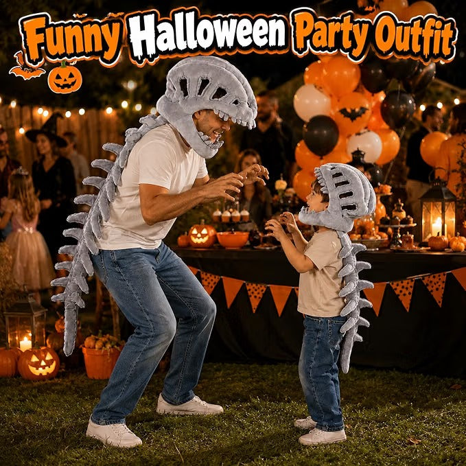 Dinosaur Skeleton Costume, 3D Spinosaurus Plush Toy with Skull and Spine