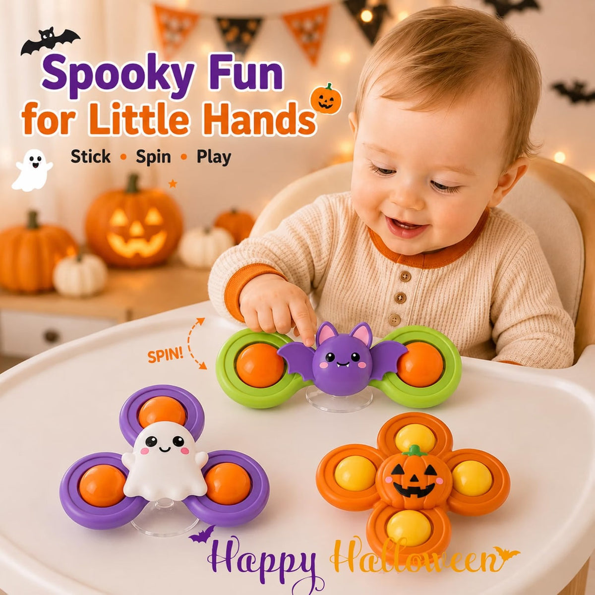 Halloween Suction Cup Spinner Bath Toys for Babies