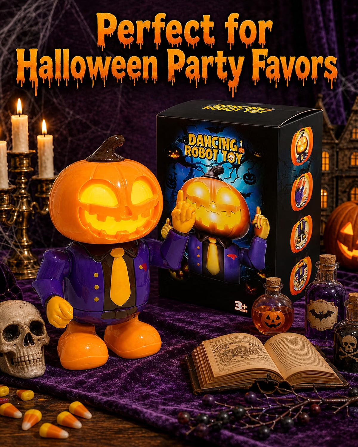 Halloween Animated Pumpkin Dancing Robot Toy, Ages 3+