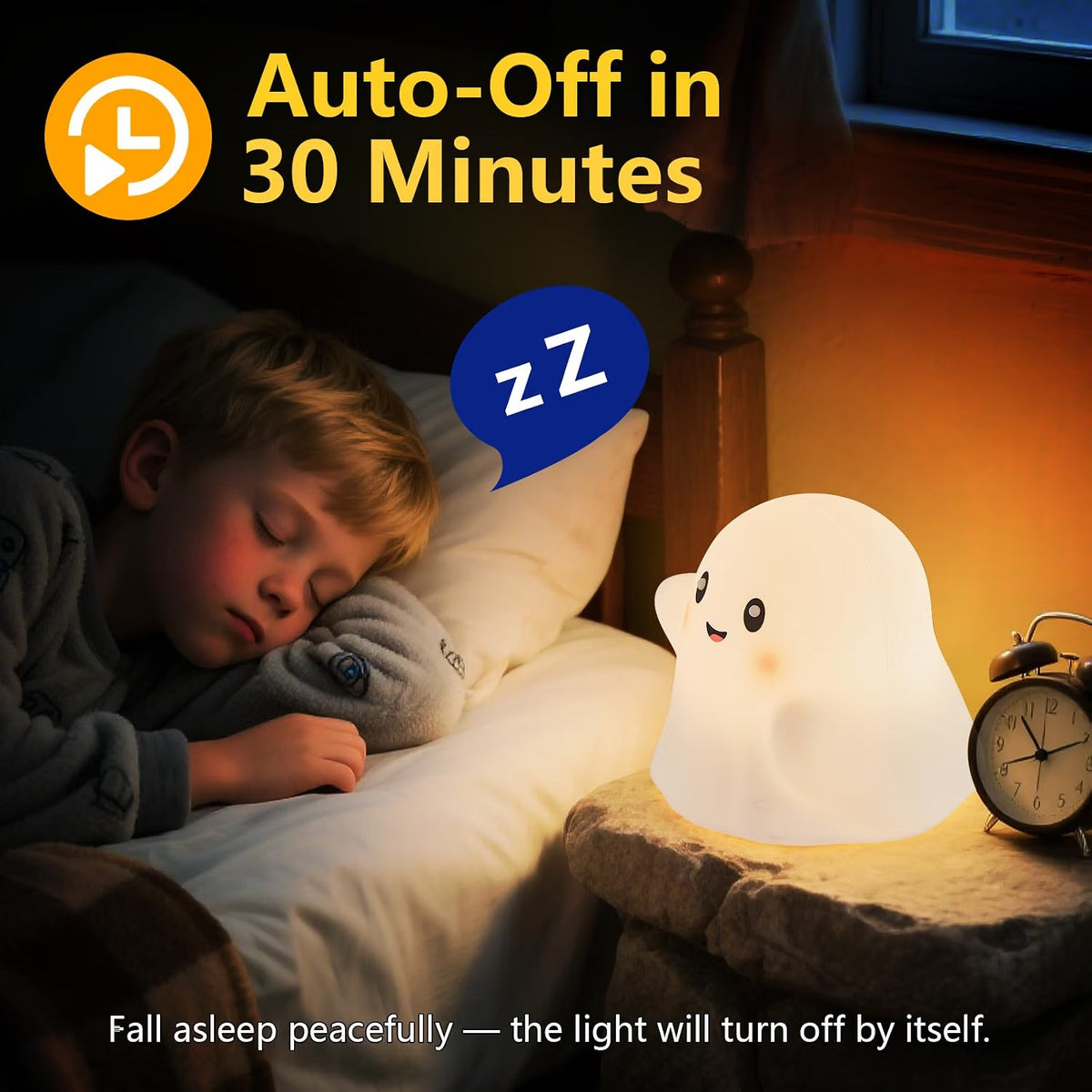 Cute Ghost Night Light for Kids, Interactive Toy Ghost with Music