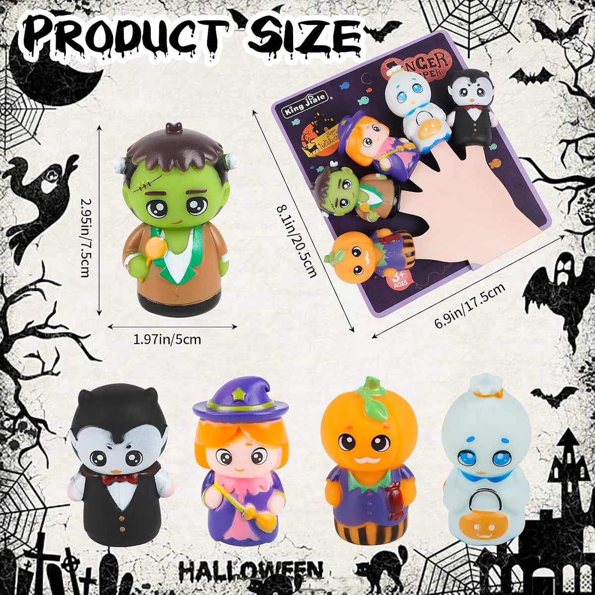 FOIMAS Halloween Finger Puppets, 5-Piece Set