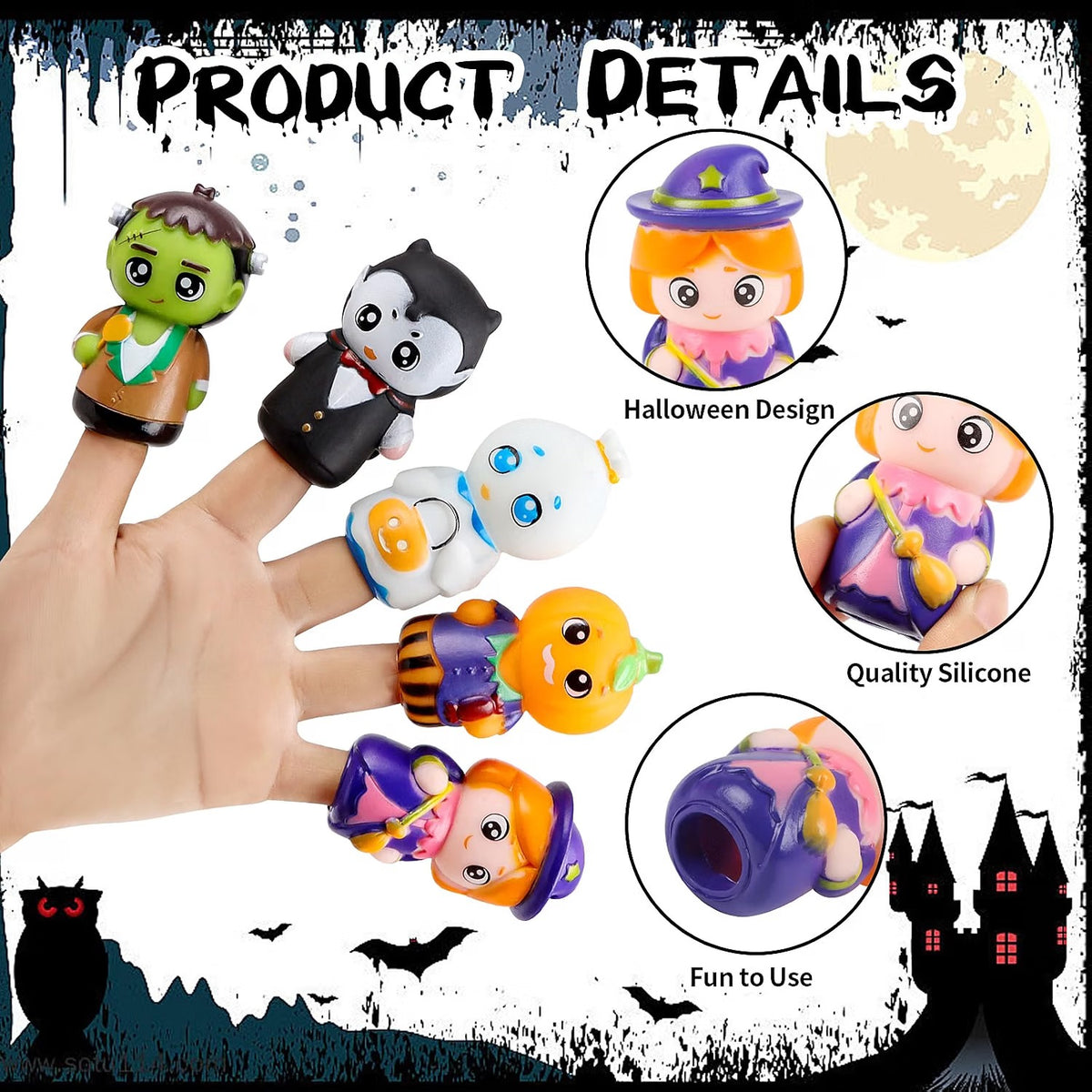 FOIMAS Halloween Finger Puppets, 5-Piece Set