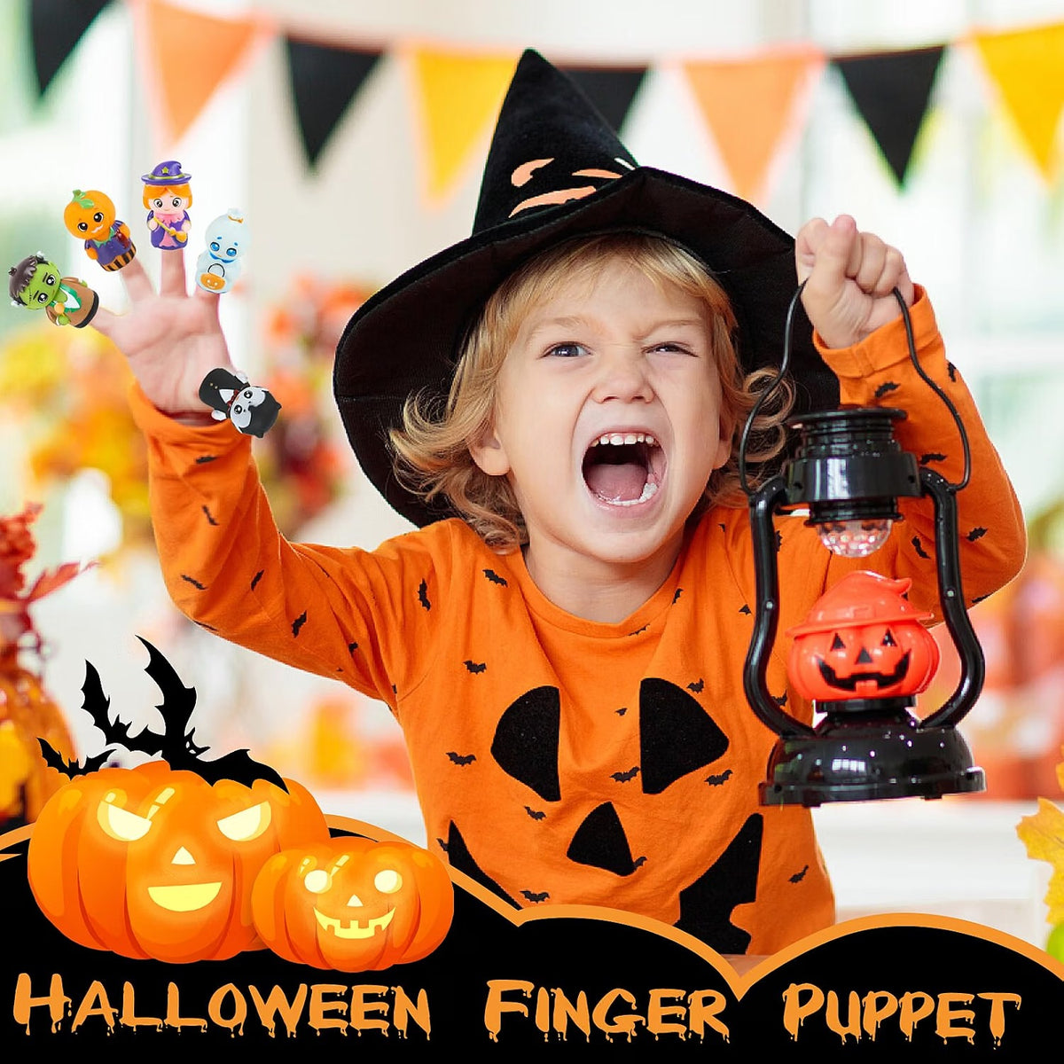 FOIMAS Halloween Finger Puppets, 5-Piece Set