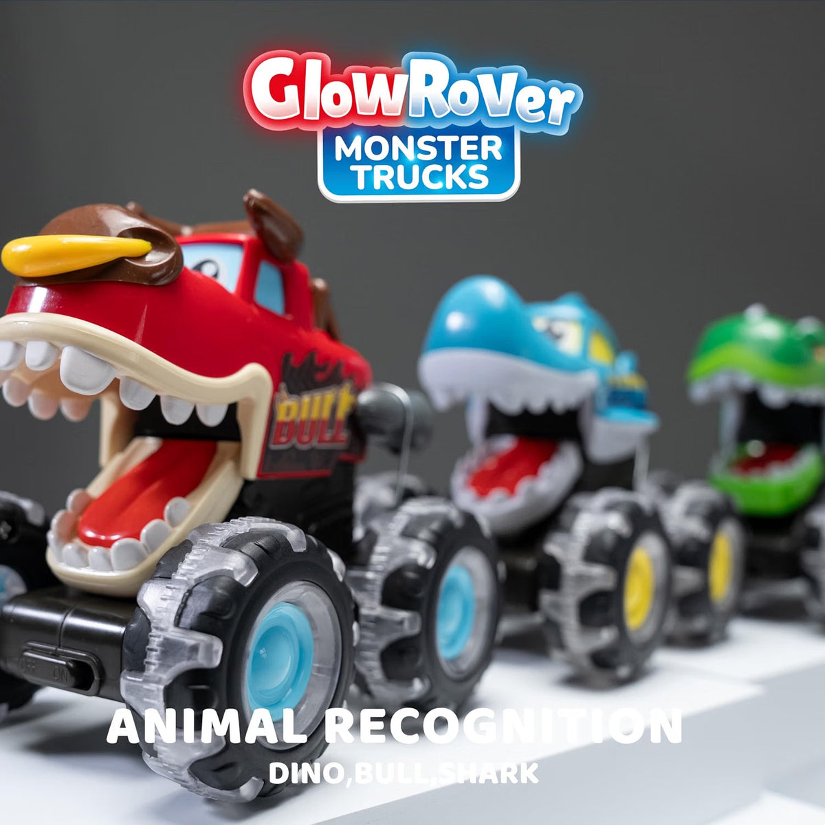 JOYIN 3-Pack Light-Up Dinosaur Monster Trucks