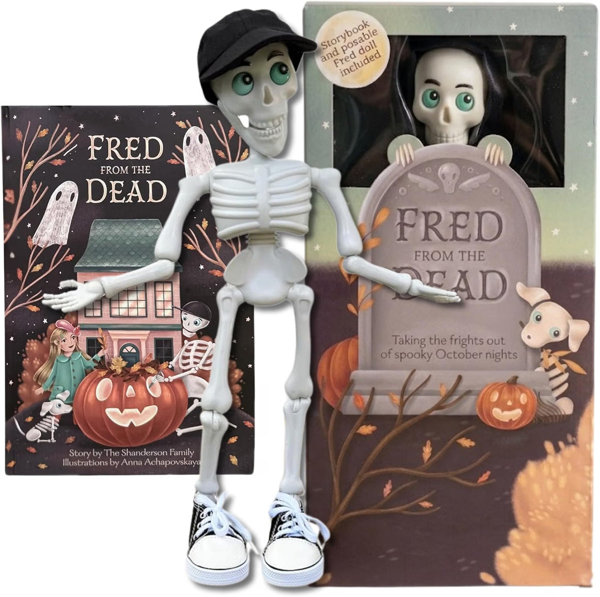 Skeleton Doll and Book Set – Halloween Kids Toy Gift