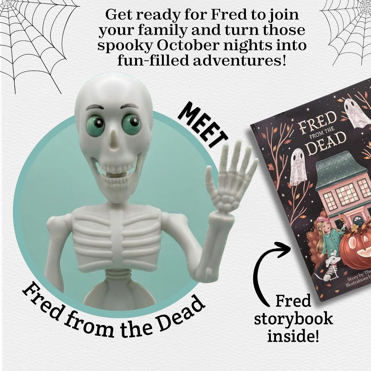 Skeleton Doll and Book Set – Halloween Kids Toy Gift