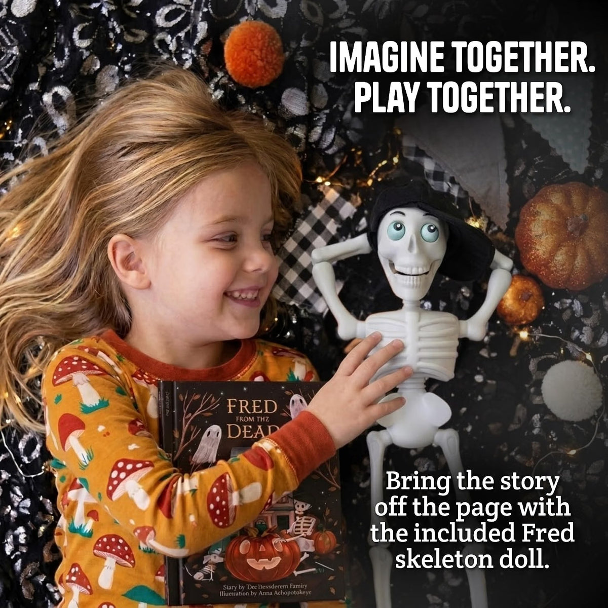 Skeleton Doll and Book Set – Halloween Kids Toy Gift