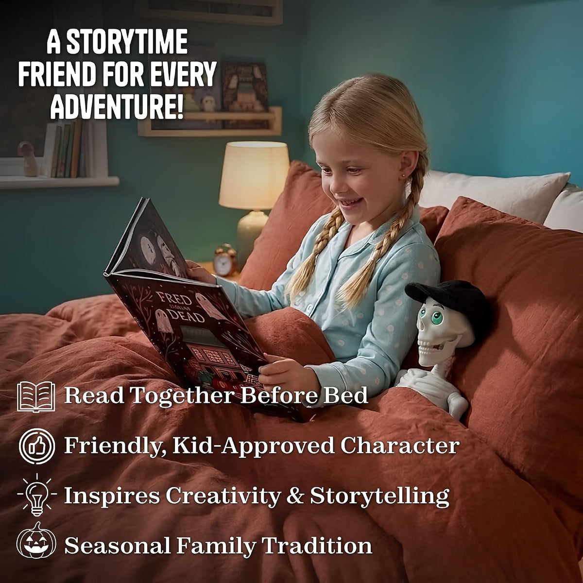 Skeleton Doll and Book Set – Halloween Kids Toy Gift