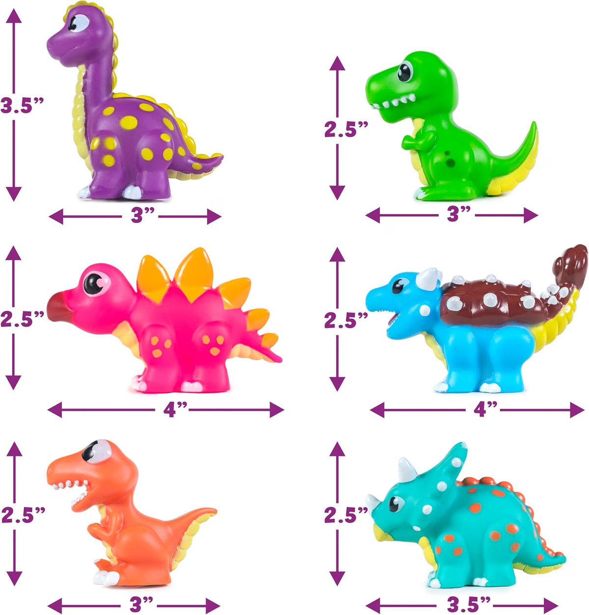 Tub Works Dinos Dinosaur Light-Up Bath Toys, 6 Pack