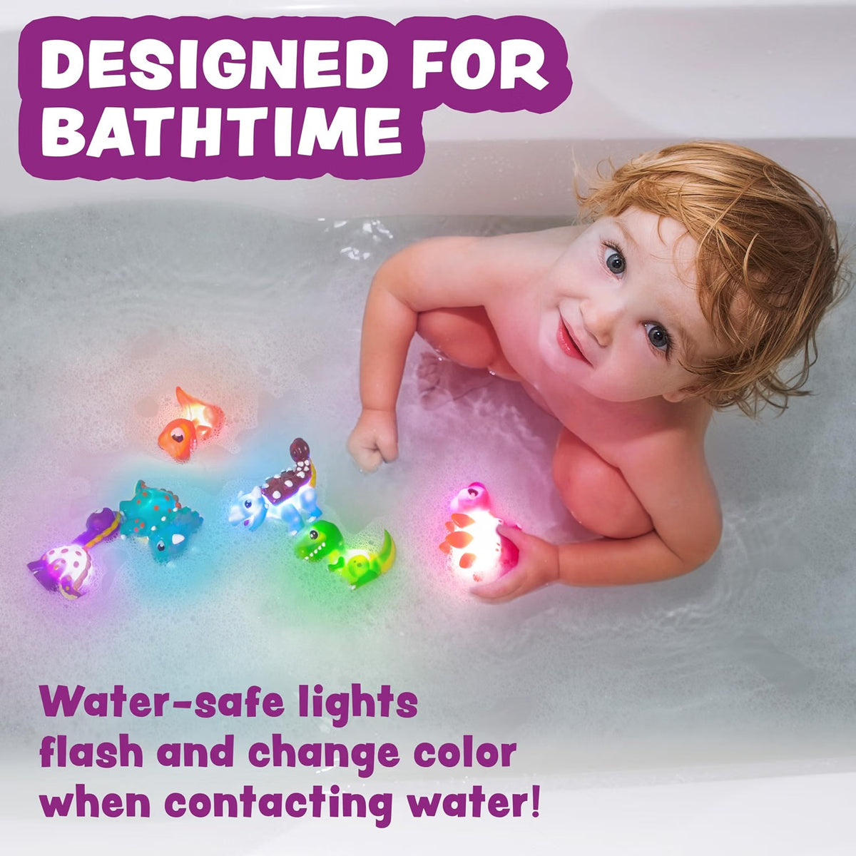 Tub Works Dinos Dinosaur Light-Up Bath Toys, 6 Pack