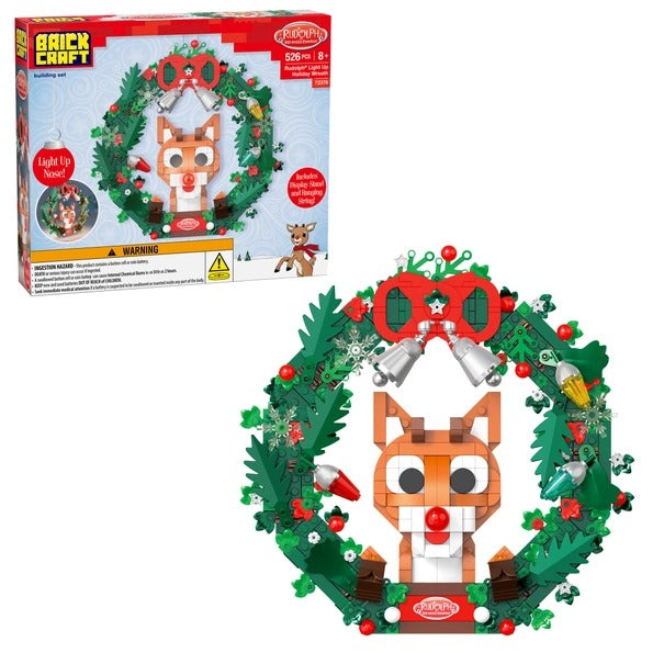 Rudolph Light-Up Holiday Wreath Building Set 494pc